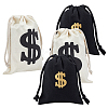 4Pcs 2 Colors Canvas Drawstring Bags ABAG-NB0001-69B-1