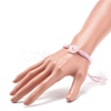 Natural Rose Quartz Pi Disc Braided Bead Bracelet BJEW-JB08793-2