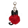 Cute Cat PU Leather & Imitate Rex Rabbit Fur Ball Keychain KEYC-C005-01E-2