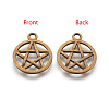 Tibetan Style Alloy Flat Round with Star Charms LS-TIBEP-5248-AB-FF-2