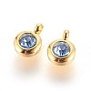 304 Stainless Steel Rhinestone Charms STAS-P237-10G-11-1