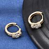 Brass Micro Pave Cubic Zirconia Hoop Earrings KK-CBAD29A-05G-3