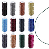 12 Rolls 12 Colors Round Waxed Polyester Twisted Cord YC-CL0001-03B-7