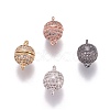 Brass Micro Pave Cubic Zirconia Magnetic Clasps with Loops ZIRC-G097-01-1
