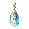 Ocean Themes Alloy & Glass Teardrop Pendants PALLOY-JF03880-3