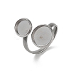Non-Tarnish 304 Stainless Steel Open Cuff Ring Findings STAS-E124-05B-P-1