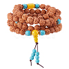 1Pc Bodhi & Synthetic Turquoise Beaded Mala Necklaces NJEW-DC0001-21-1