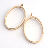 Matte Style Rack Plating Alloy Oval Open Back Bezel Pendants X-PALLOY-S047-26C-FF-1