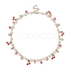 Glass Beads & Pearl Beaded Bib Necklaces NJEW-JN04633-2