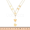 304 Stainless Steel Crystal Rhinestone Butterfly Pendant Double Layer Necklaces for Women NJEW-B083-01G-3