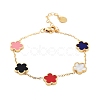 Flower Resin & Shell Link Chain Bracelets BJEW-K247-01G-05-1