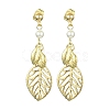 Hollow Leaf Brass Dangle Stud Earrings EJEW-TA00372-1