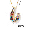 Brass Pave Colorful Cubic Zirconia Letter Pendant Box Chain Necklaces NU0575-21-1