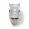 Rack Plating Brass Micro Pave Clear Cubic Zirconia Tube Bails KK-L224-025P-1
