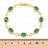 Brass Pave Cubic Zirconia Heart Flower Link Chain Bracelets for Women KK-CBA68DA-13G-04-5