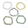 5Pcs 5 Styles Natural Green Aventurine & Quartz Crystal & Prehnite & Citrine & Fluorite Chips Beaded Stretch Bracelet Sets BJEW-JB10872-4