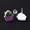 Acrylic Cute Plants Stud Earrings with Plastic Pins for Women EJEW-F293-01D-2