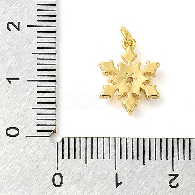 Snowflake Real 18K Gold Plated Rack Plating Brass Micro Pave Cubic Zirconia Pendants Charms KK-S396-11B-1