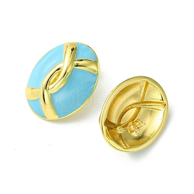 Oval Brass Stud Earrings EJEW-C072-02G-1