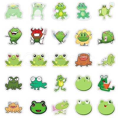 50 Pieces Cartoon Frog Doodle Paper Stickers STIC-R001-36-1