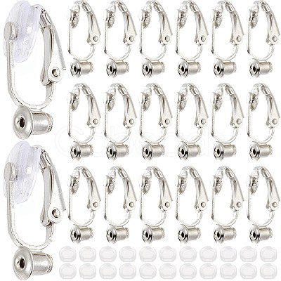 36Pcs Brass Clip-on Earring Converters Findings KK-SP0001-10P-1