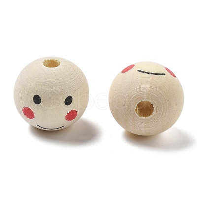 Printed Schima Wood European Beads WOOD-G023-14A-1