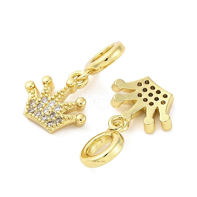 Brass Micro Pave Cubic Zirconia European Dangle Charms KK-D325-14G-1