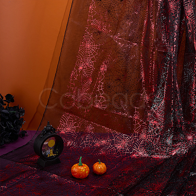 Halloween Spider & Spider Web Polyester Gauze Fabric AJEW-WH0314-677C-1