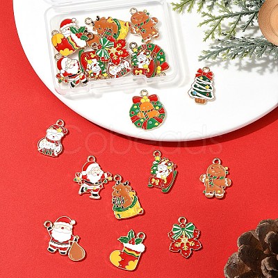 20Pcs 10 Styles Christmas Theme Alloy Enamel Pendants ENAM-FS0002-13-1