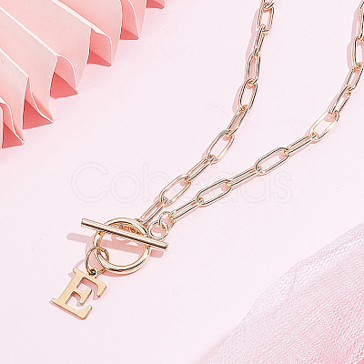 304 Stainless Steel Letter Pendant Necklaces NJEW-LP0001-52E-G-1
