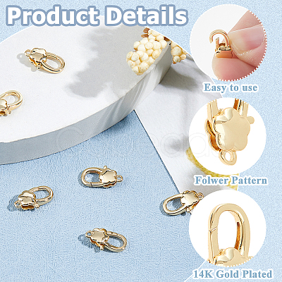 8Pcs Brass Lobster Claw Clasps KK-HS0001-54G-1