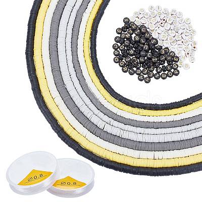 Flat Round Handmade Polymer Clay Beads CLAY-AR0001-21-1