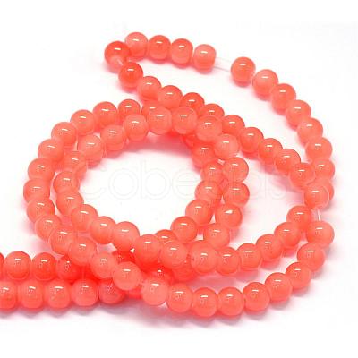 Baking Paint Imitation Jade Glass Round Bead Strands DGLA-Q021-6mm-31-1