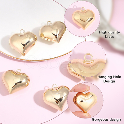 5Pcs Heart Brass Pendants KK-BBC0025-58A-1