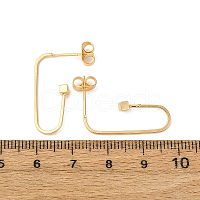 Brass Cube Stud Earrings EJEW-S280-04G-1