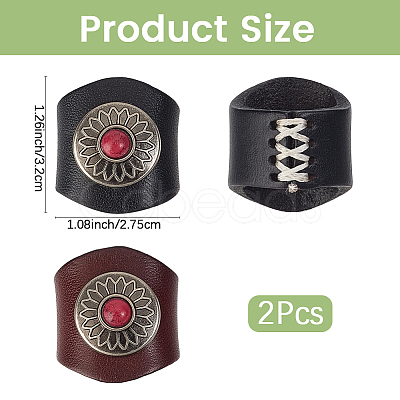 2Pcs 2 Colors Leather & Alloy & Synthetic Turquoise Scarf Clips AJEW-CL0005-24B-1