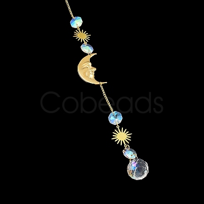 Glass Teardrop Big Pendant Decorations HJEW-M005-05D-G-1
