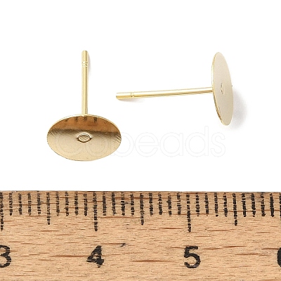 Brass Studs Earrings Finding KK-K383-05A-G-1