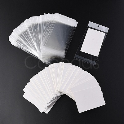 100Pcs Rectangle Paper One Pair Earring Display Cards with Hanging Hole CDIS-YW0001-02B-1