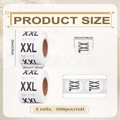 2 Rolls Paper Self-Adhesive Clothing Size Labels Sticker Rolls DIY-LP0005-32F-1