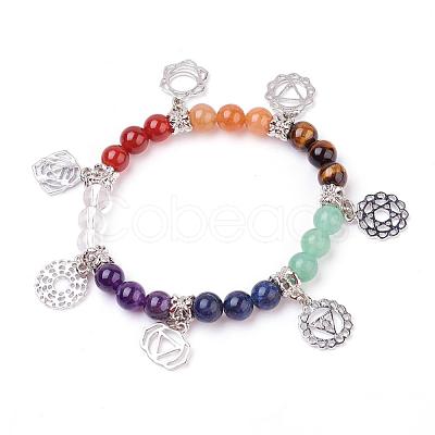Natural Gemstone Charm Bracelets BJEW-P179-06-1