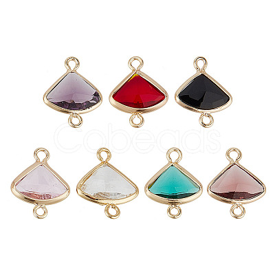 14Pcs 7 Colors Glass Connector Charms KK-GO0001-26-1