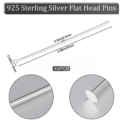 Beebeecraft 925 Sterling Silver Flat Head Pins STER-BBC0002-14A-1