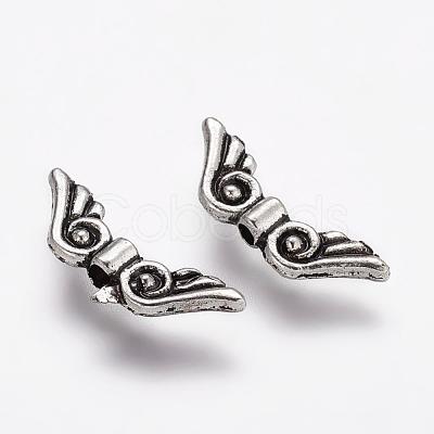 Tibetan Style Alloy Angel Wing Beads X-TIBEB-4999-AS-NR-1