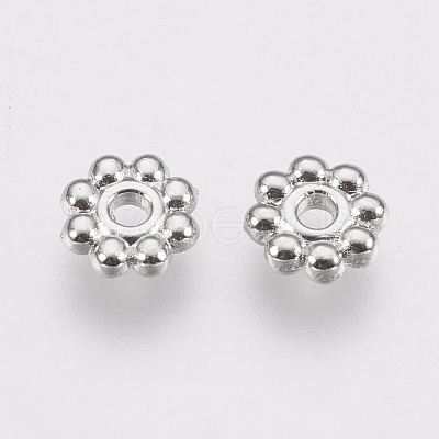 Alloy Daisy Spacer Beads TIBEB-S039-064P-RS-1