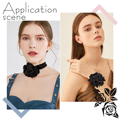Gothic Cloth Flower Cord Bracelet & Choker Necklace NJEW-CP0001-04A-1