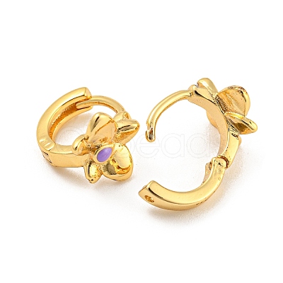 Flower Golden Brass Hoop Earrings EJEW-L269-077G-1