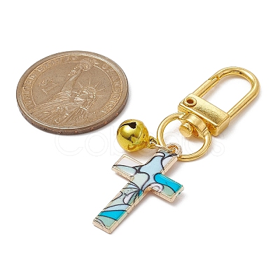 Cross Alloy Enamel Pendants Decorations HJEW-JM01074-1