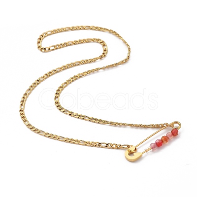 201 Stainless Steel Safety Pins Pendant Necklaces NJEW-JN03002-1