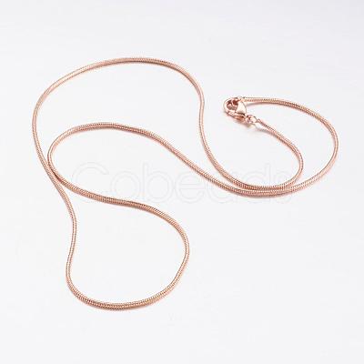Brass Round Snake Chain Necklaces MAK-L009-08RG-1